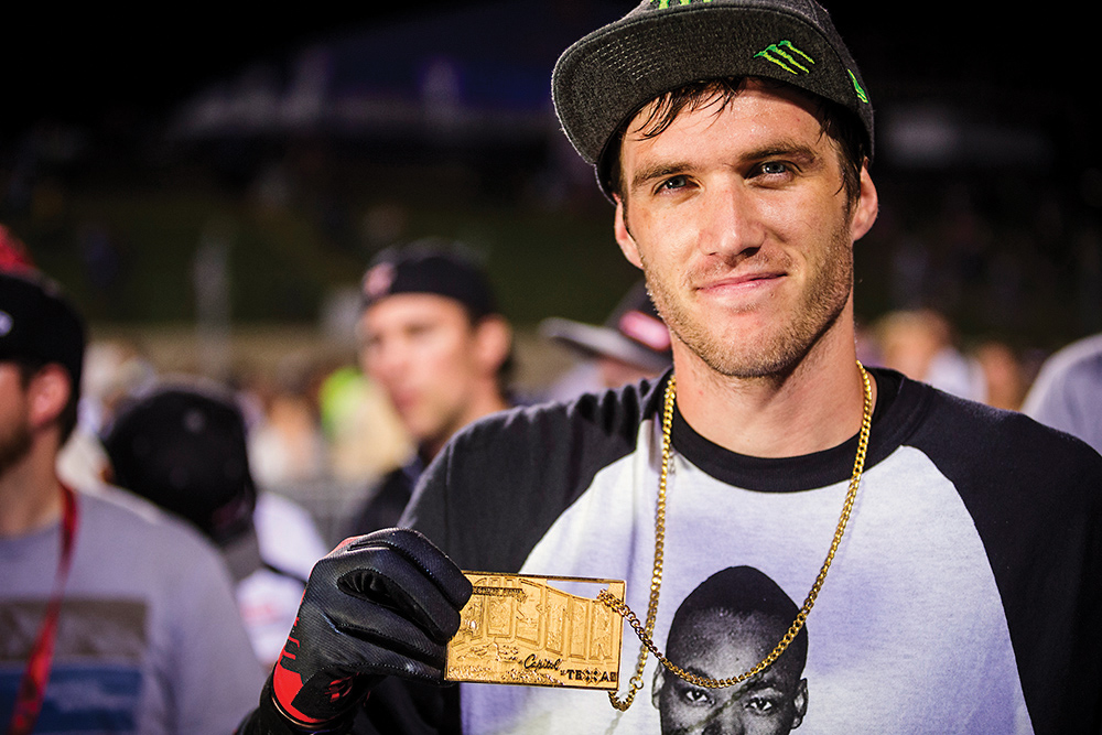 Colton Satterfield poses with his second gold medal. (Photo courtesy of Monster Energy)